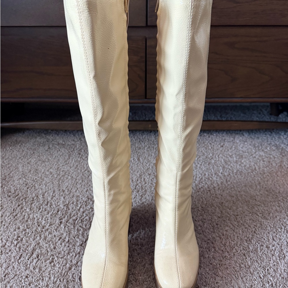 Circus by Sam Edelman Cream Knee High Platform Boots